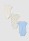 Tripack di body azzurri e bianchi in puro cotone organico con fantasia_1