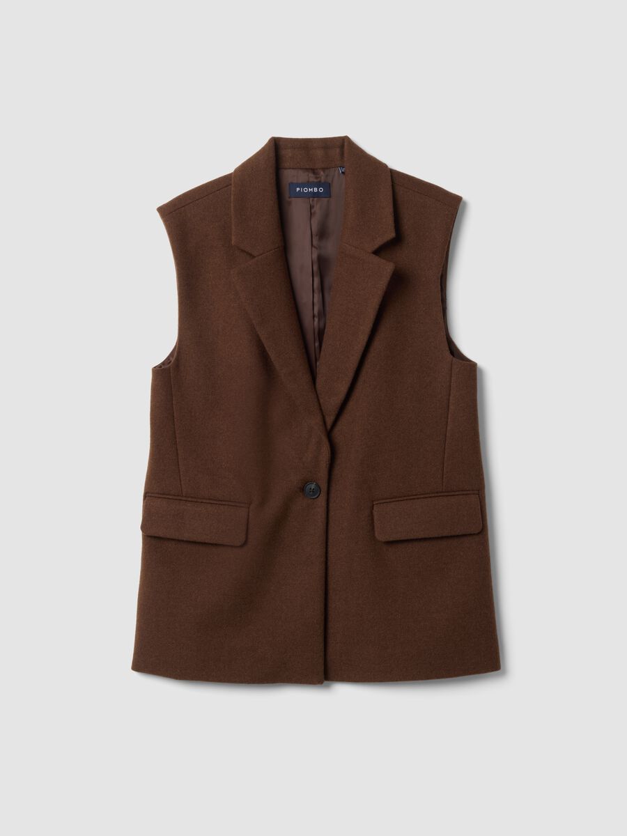 Brown viscose-blend waistcoat with classic lapels_0