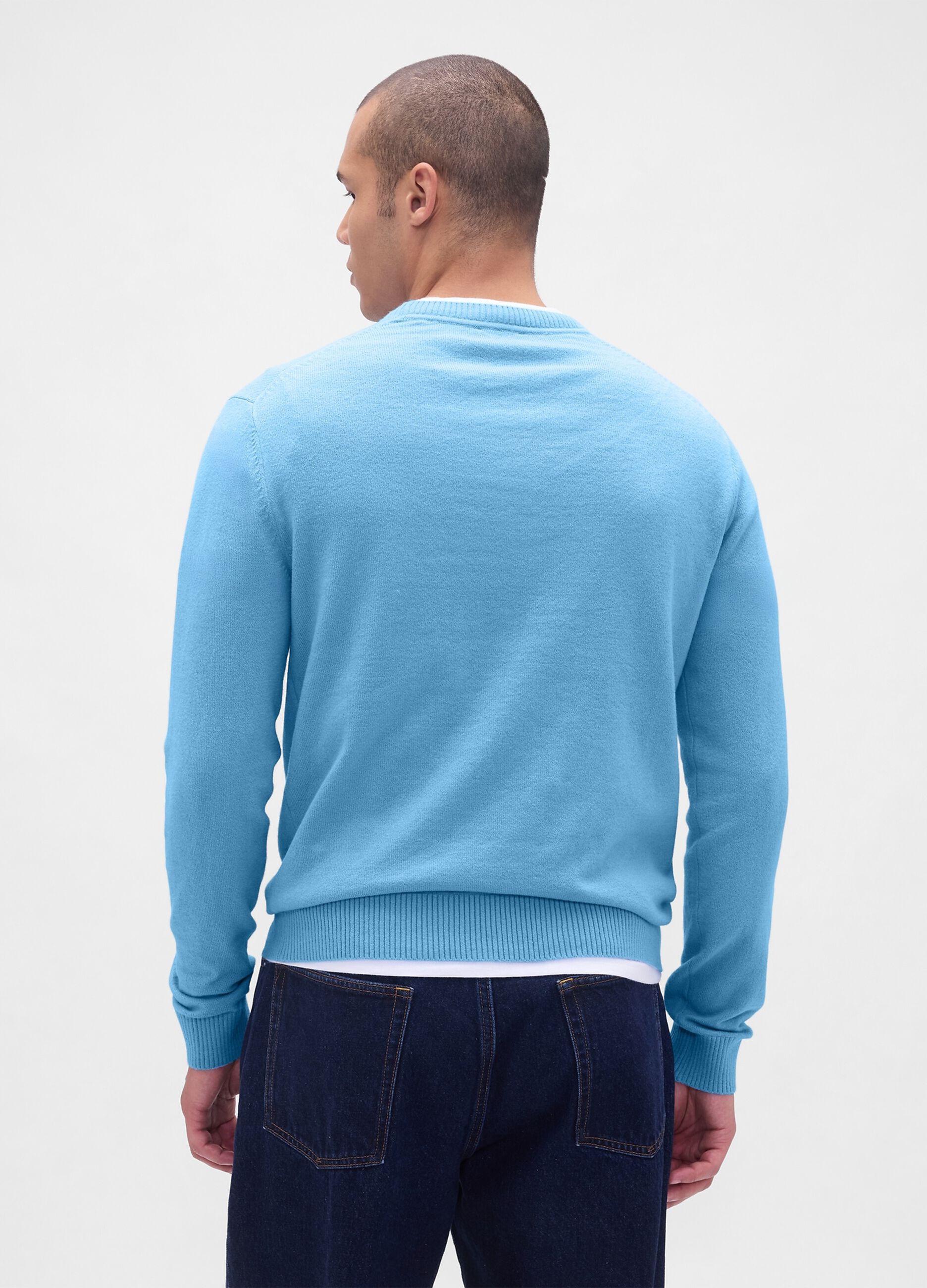 Blue Cotton Blend Sweater