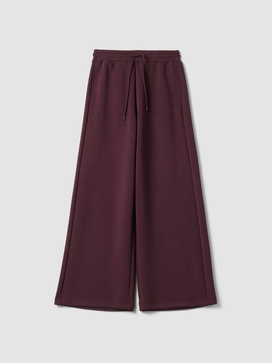 Purple wide-leg trousers in stretch modal with drawstring_0