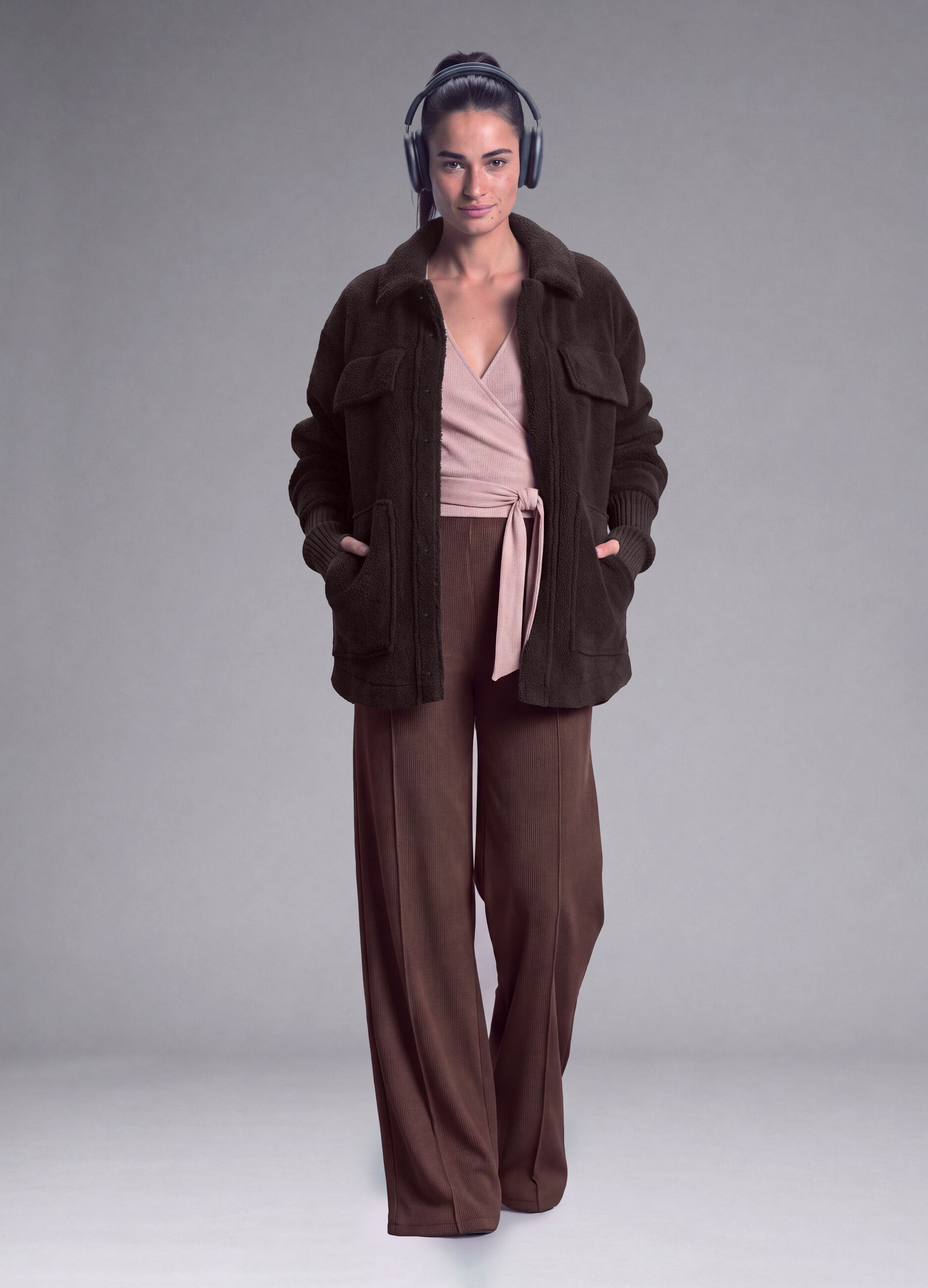 Brown stretch-modal wide-leg trousers ALTAVIA STUDIO