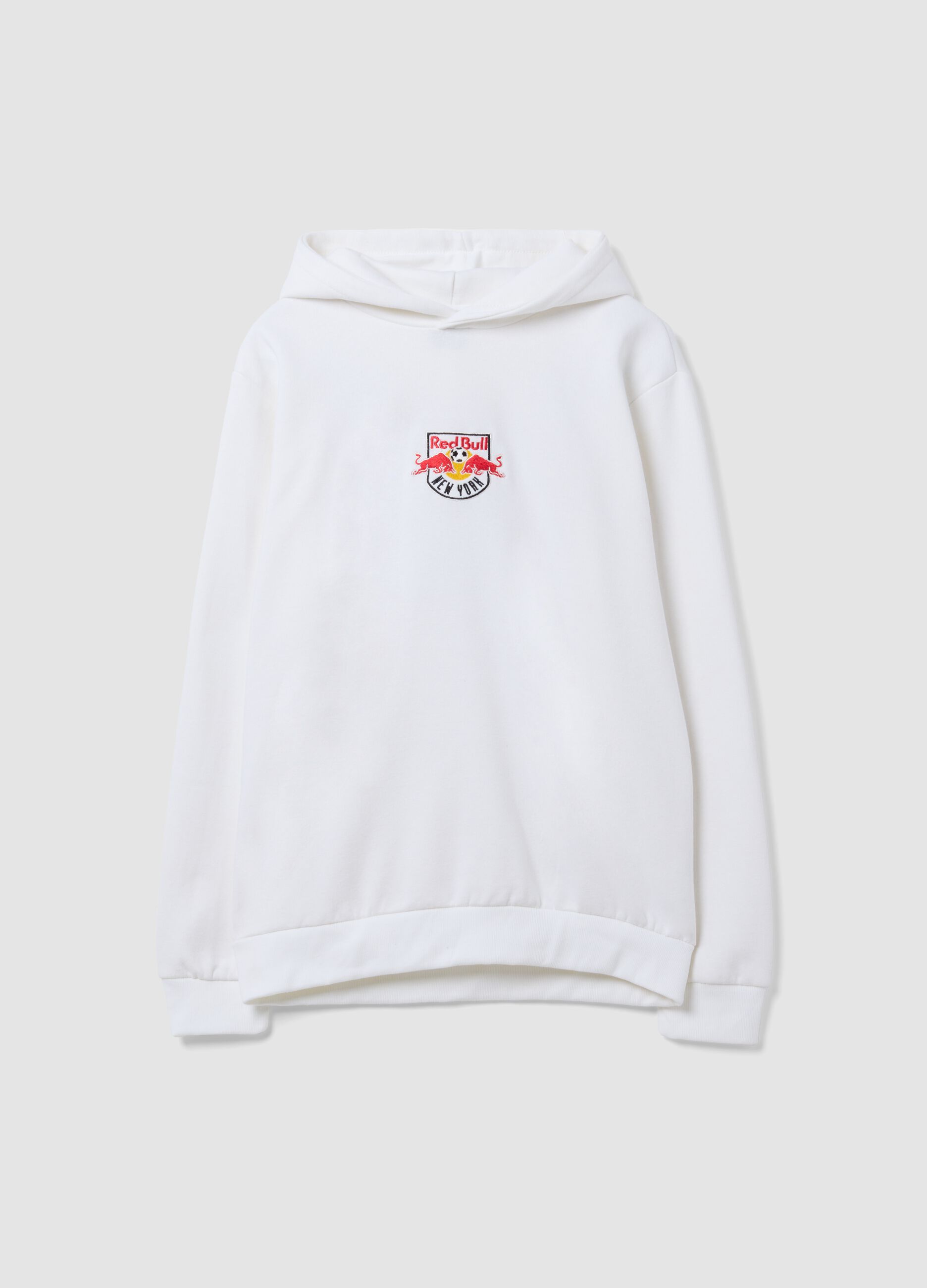 White cotton-blend hoodie with New York Red Bulls print