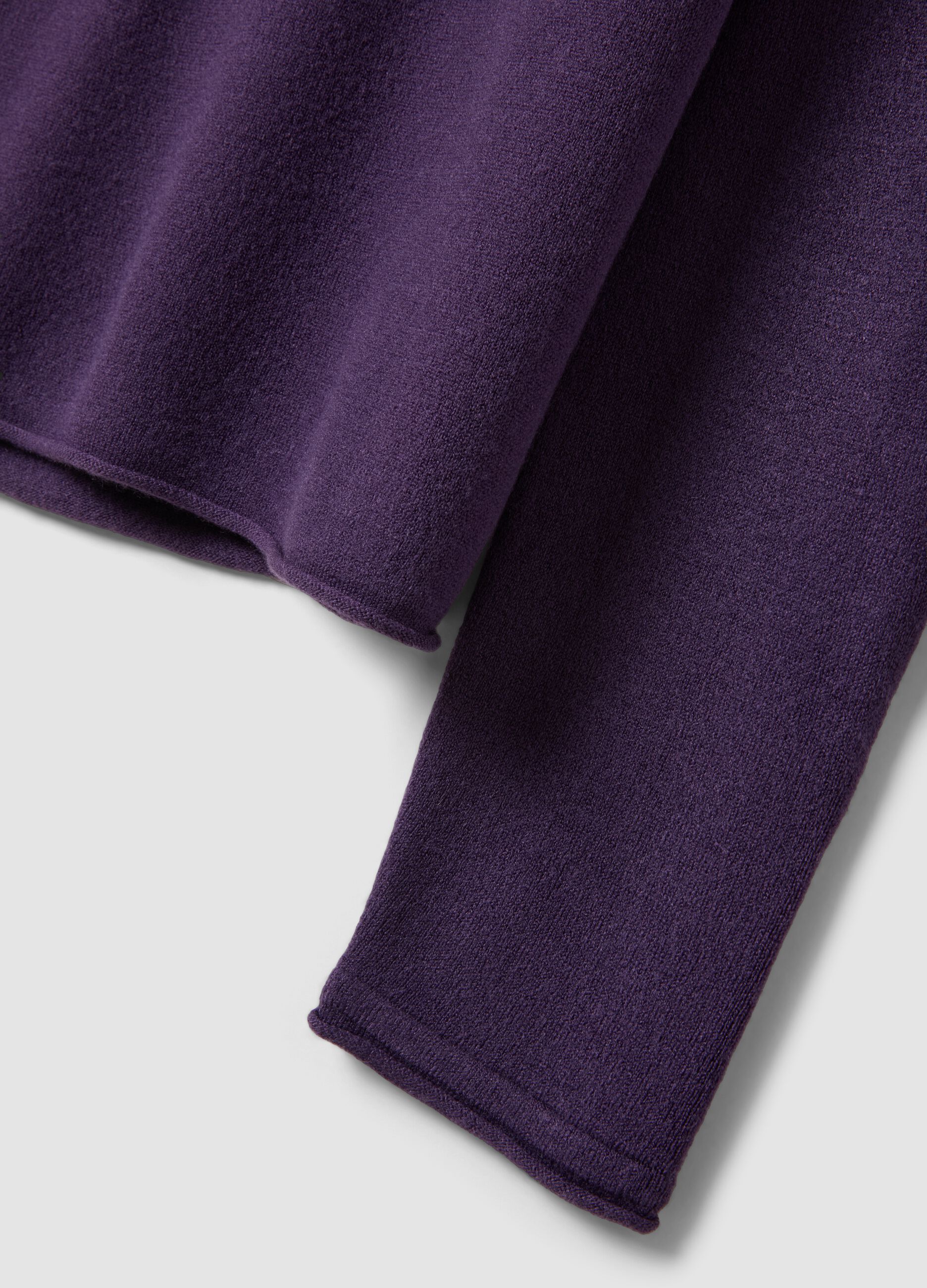 Dark purple fitted crew-neck long-sleeve top