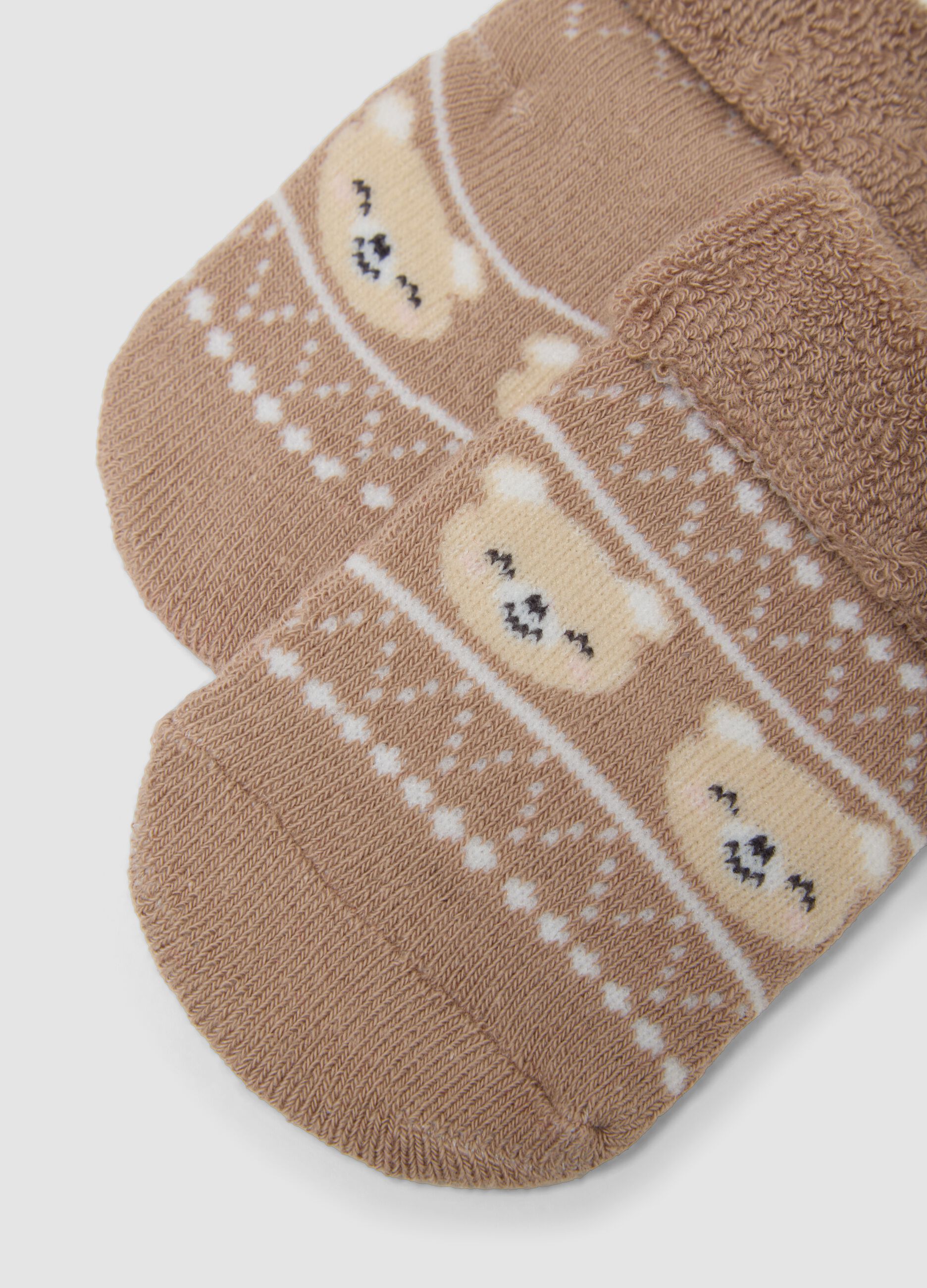 Bipack di calze multicolor in cotone organico elasticizzato con orsetto
