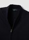 Navy full-zip sweatshirt in stretch piqu&eacute; with ribbed collar_5