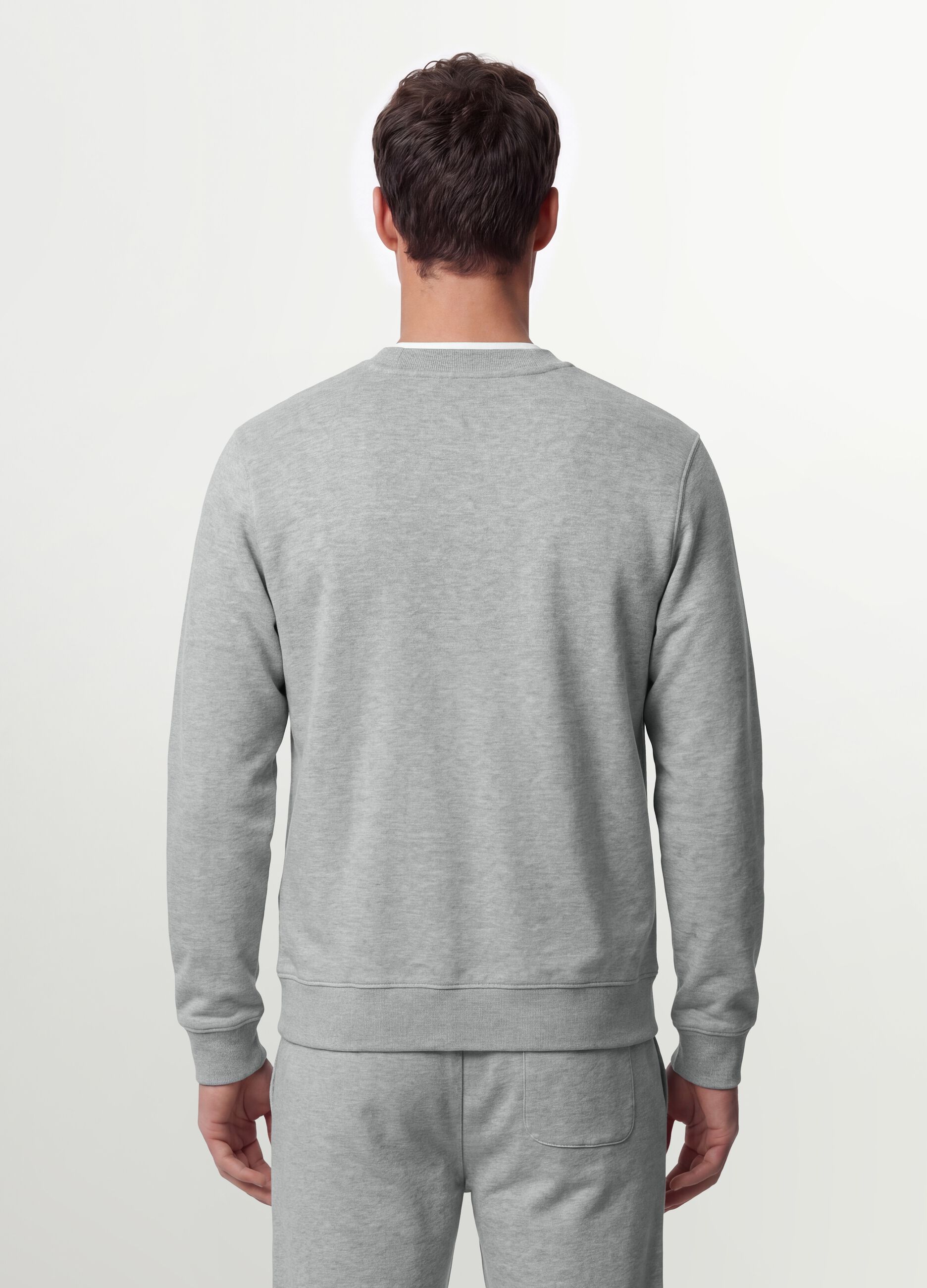 Grey crew-neck sweatshirt in cotton blend, regular fit