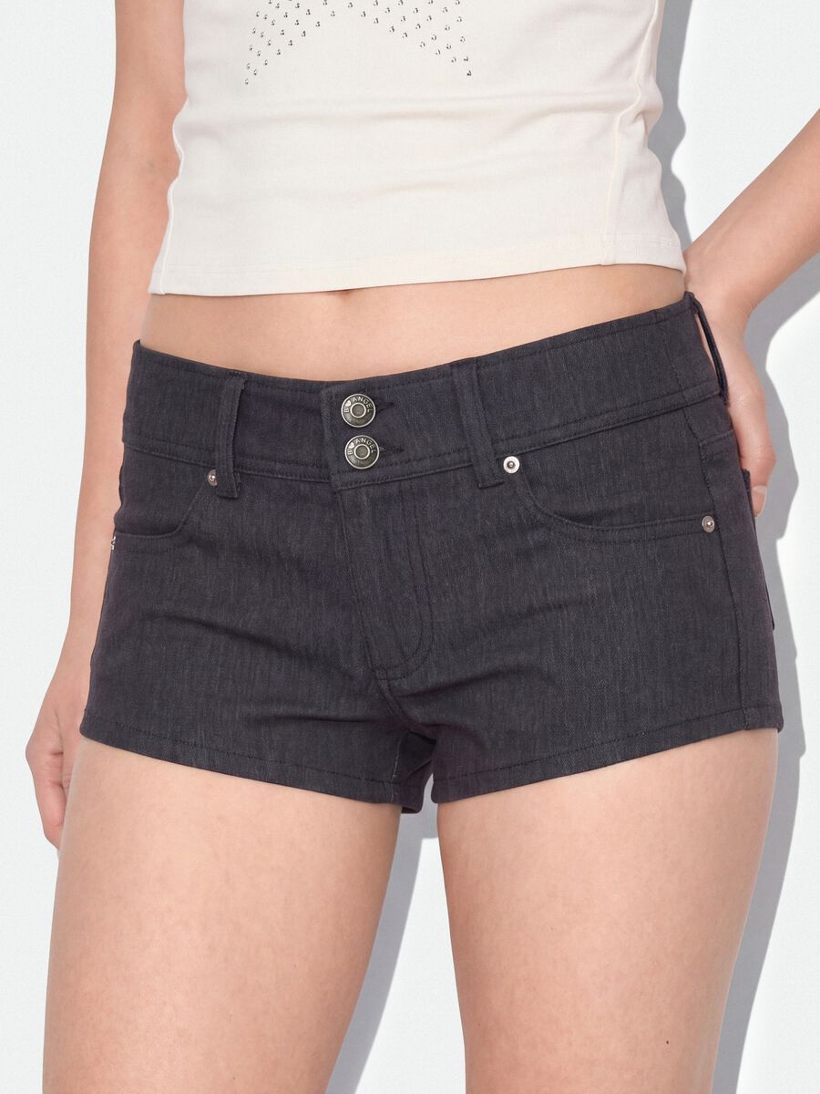 Grey stretch viscose skinny-fit shorts_3