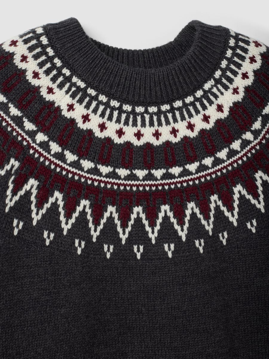 Grey jacquard wool-blend crew-neck jumper, oversized fit_1