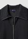 Felpa full zip grigia in viscosa elasticizzata a righe con colletto_5