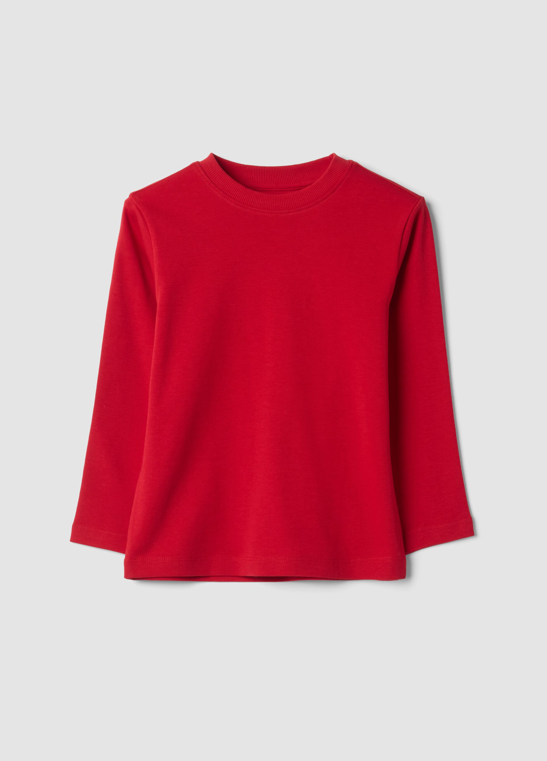 T-shirt rossa in puro cotone organico con girocollo