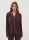 Brown stretch viscose pyjamas with V-neck_1