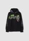 Black cotton-blend hooded sweatshirt with graffiti print, regular fit_0