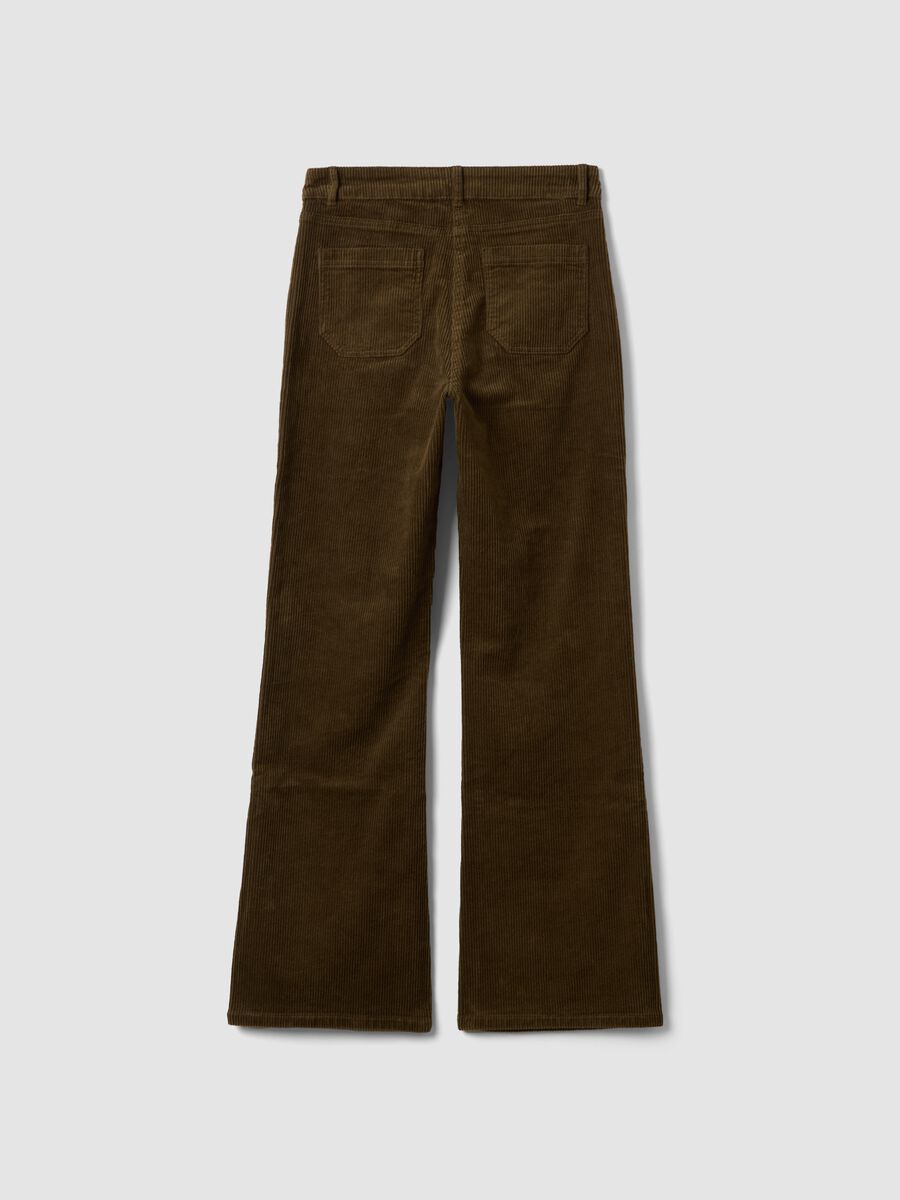 Green flared ribbed stretch-cotton trousers_6