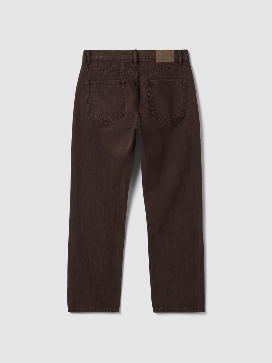 Brown straight-fit 100% cotton jeans_1