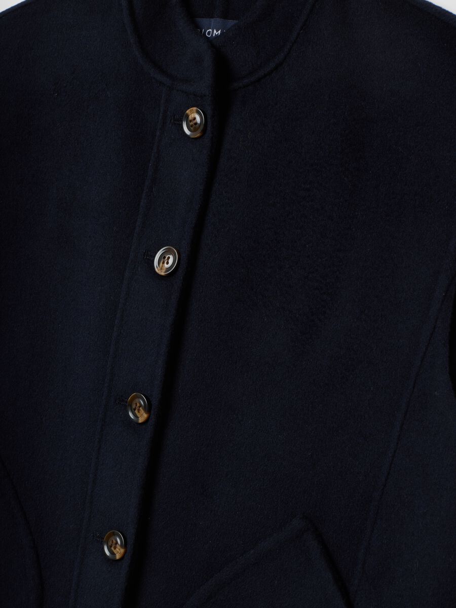 Blue wool-viscose blend gilet with patch pockets_1