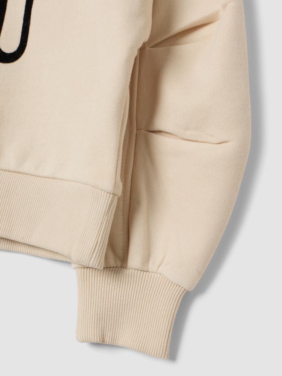 Sand cotton-blend crew-neck sweatshirt with heart print_3
