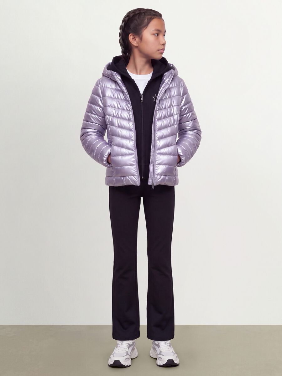 Purple Ultralight Padded Hooded Jacket with Zip for Girls_1