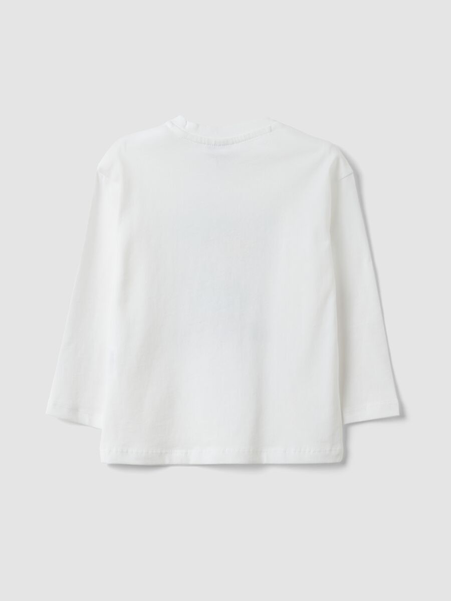 White oversized T-shirt in pure organic cotton with tiger print for boys_1