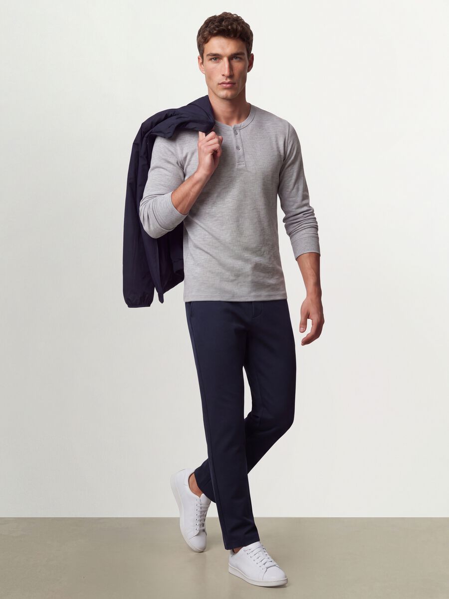 Grey honeycomb viscose-blend T-shirt, regular fit_1
