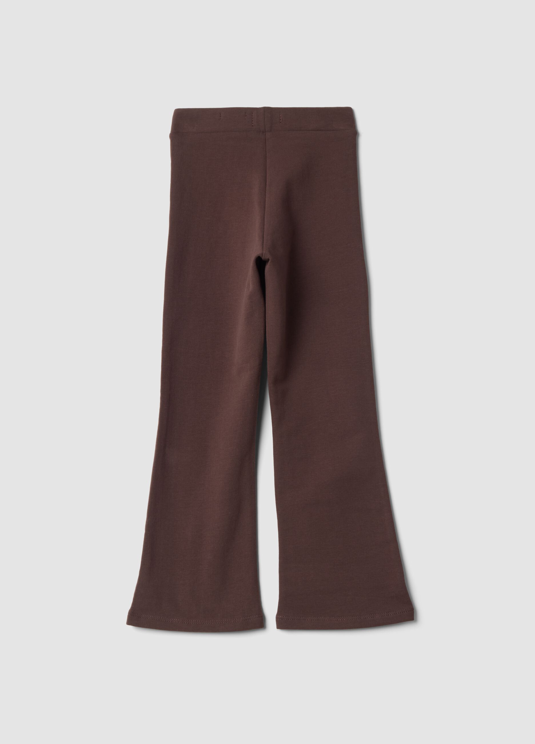 Brown flared leggings in stretch organic cotton