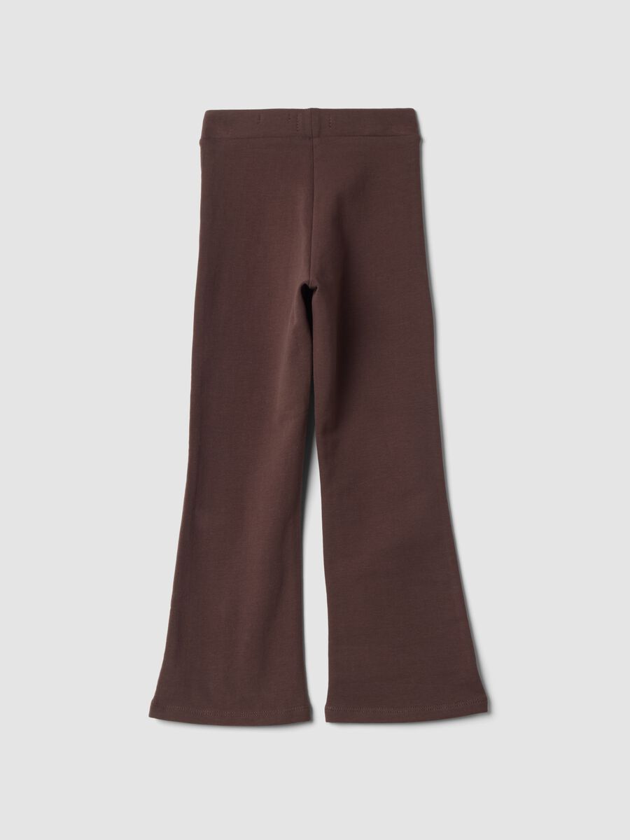 Brown flared leggings in stretch organic cotton_1