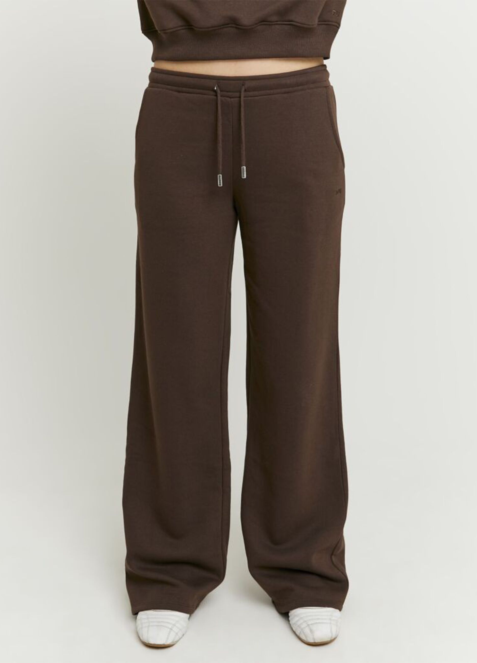 Brown Cotton Blend Regular Fit Trousers