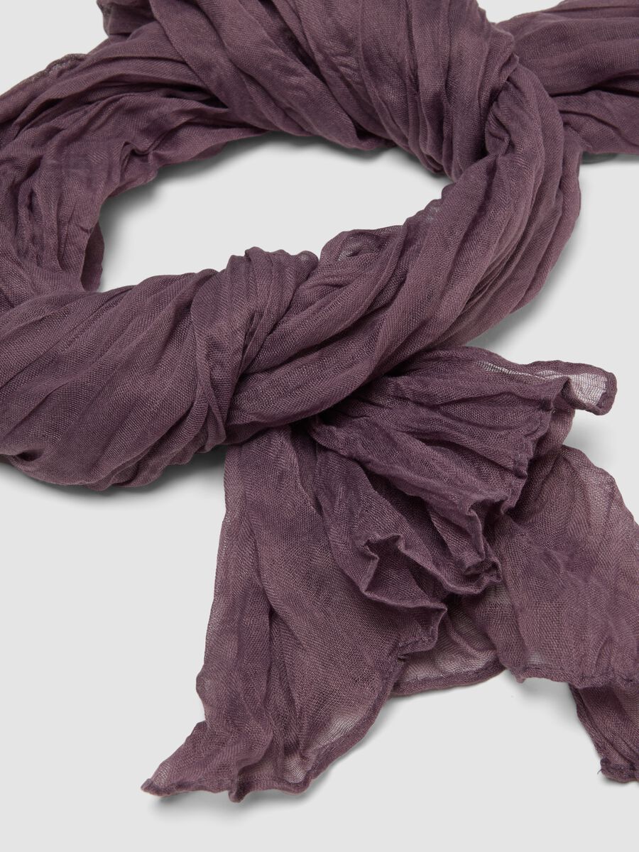 Purple semi-sheer crinkled-effect scarf_2
