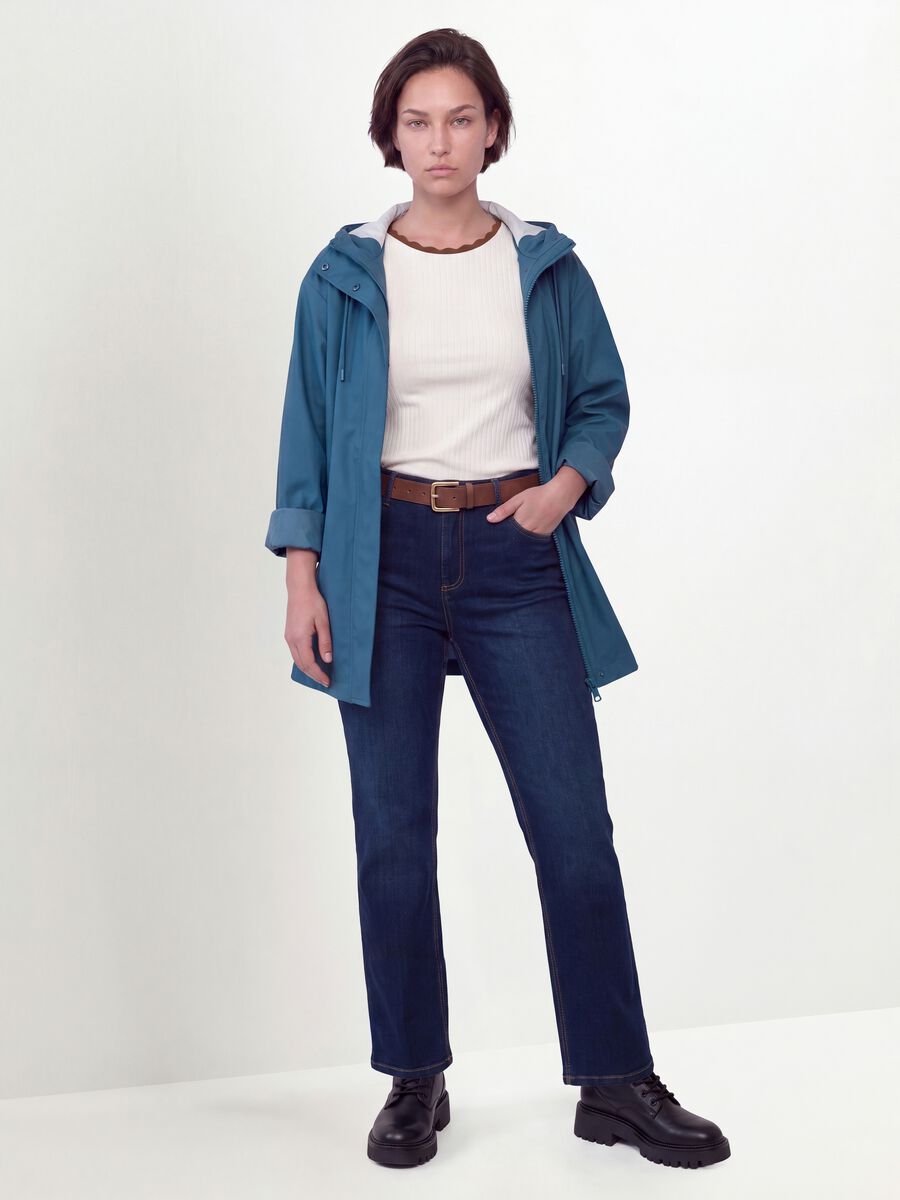 Blue hooded rain jacket with zip, regular fit_2