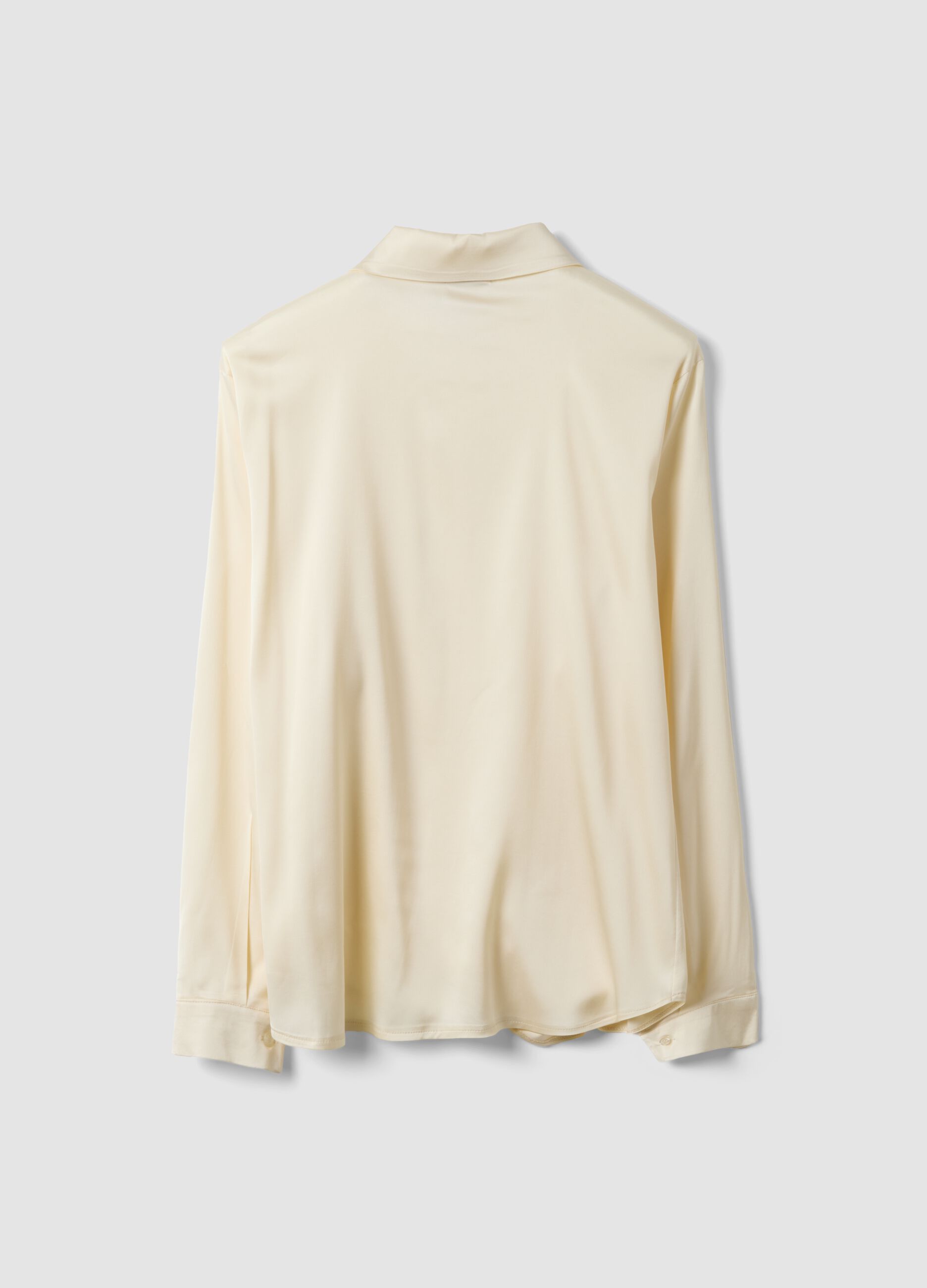 Beige stretch-viscose shacket, regular fit