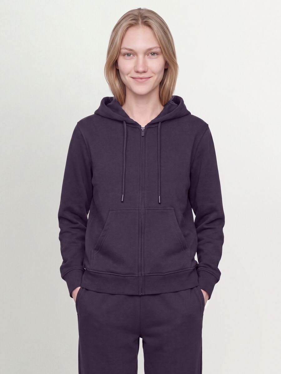 Purple cotton-blend hoodie, regular fit_0