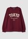 Red cotton-blend sweatshirt with Tokyo slogan_0