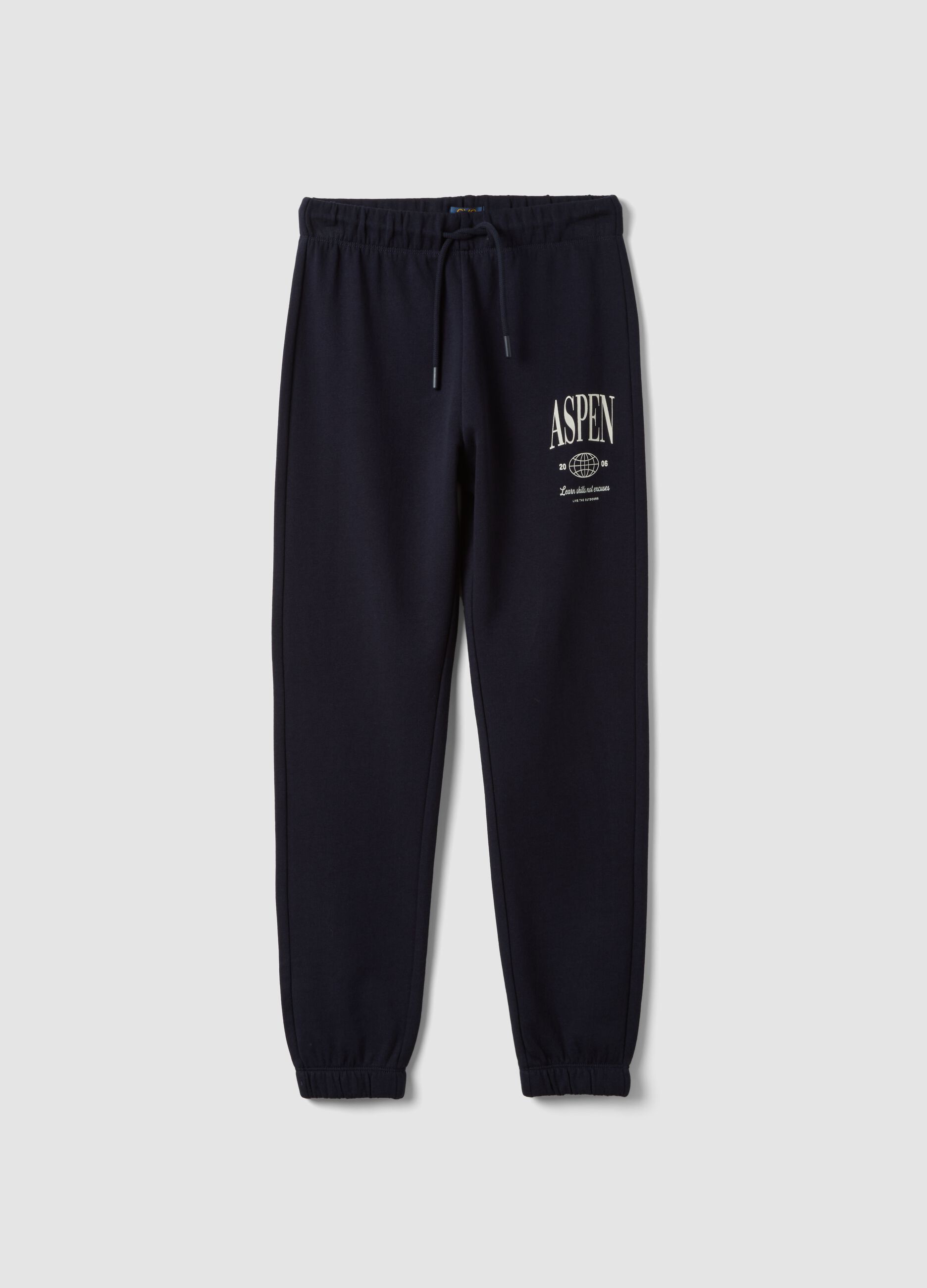 Navy cotton fleece joggers, regular fit