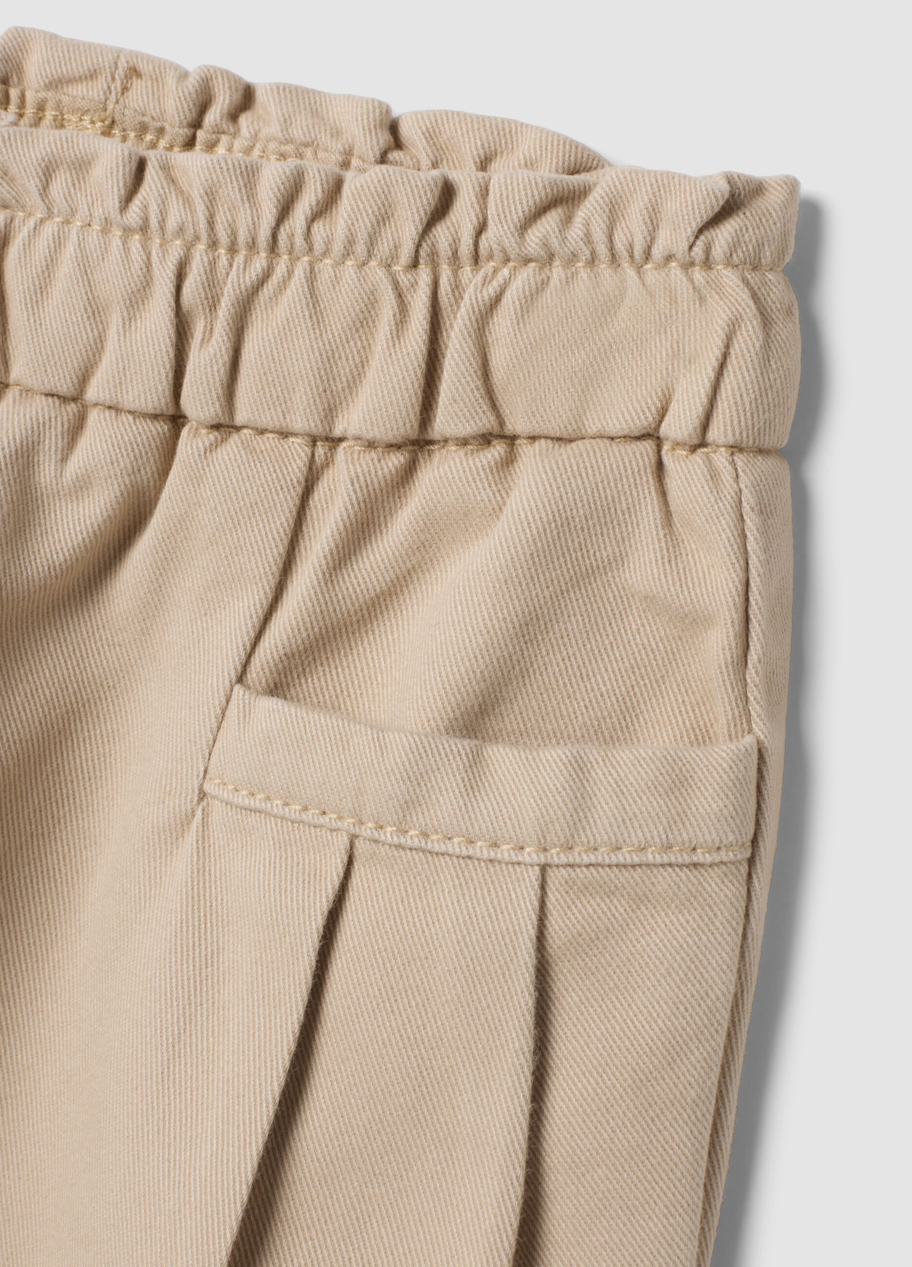 Pantaloni beige in puro cotone barrel fit