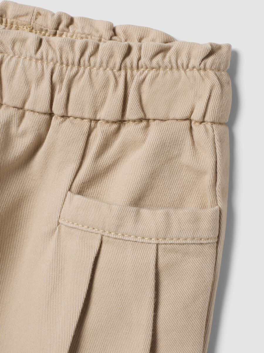 Beige pure cotton barrel-fit trousers_2