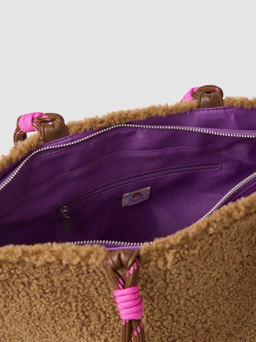 Brown teddy-effect handbag with shoulder strap_2