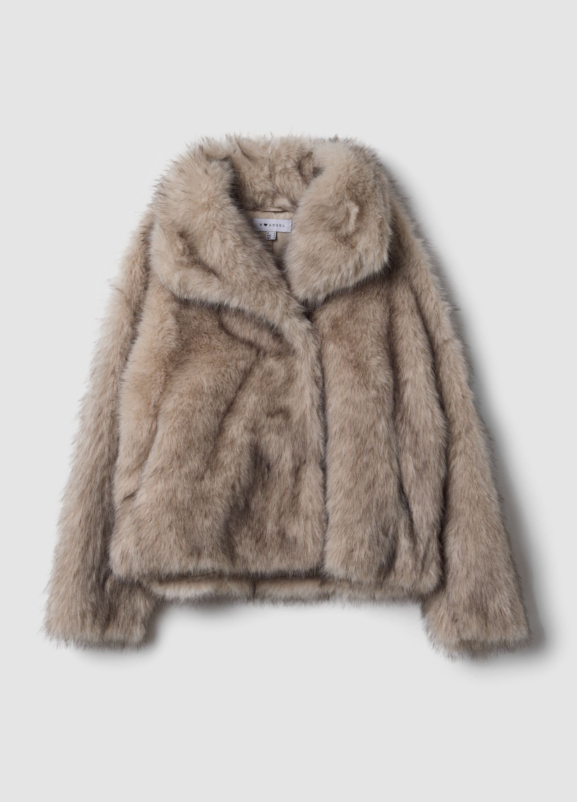 Beige faux-fur effect jacket, regular fit