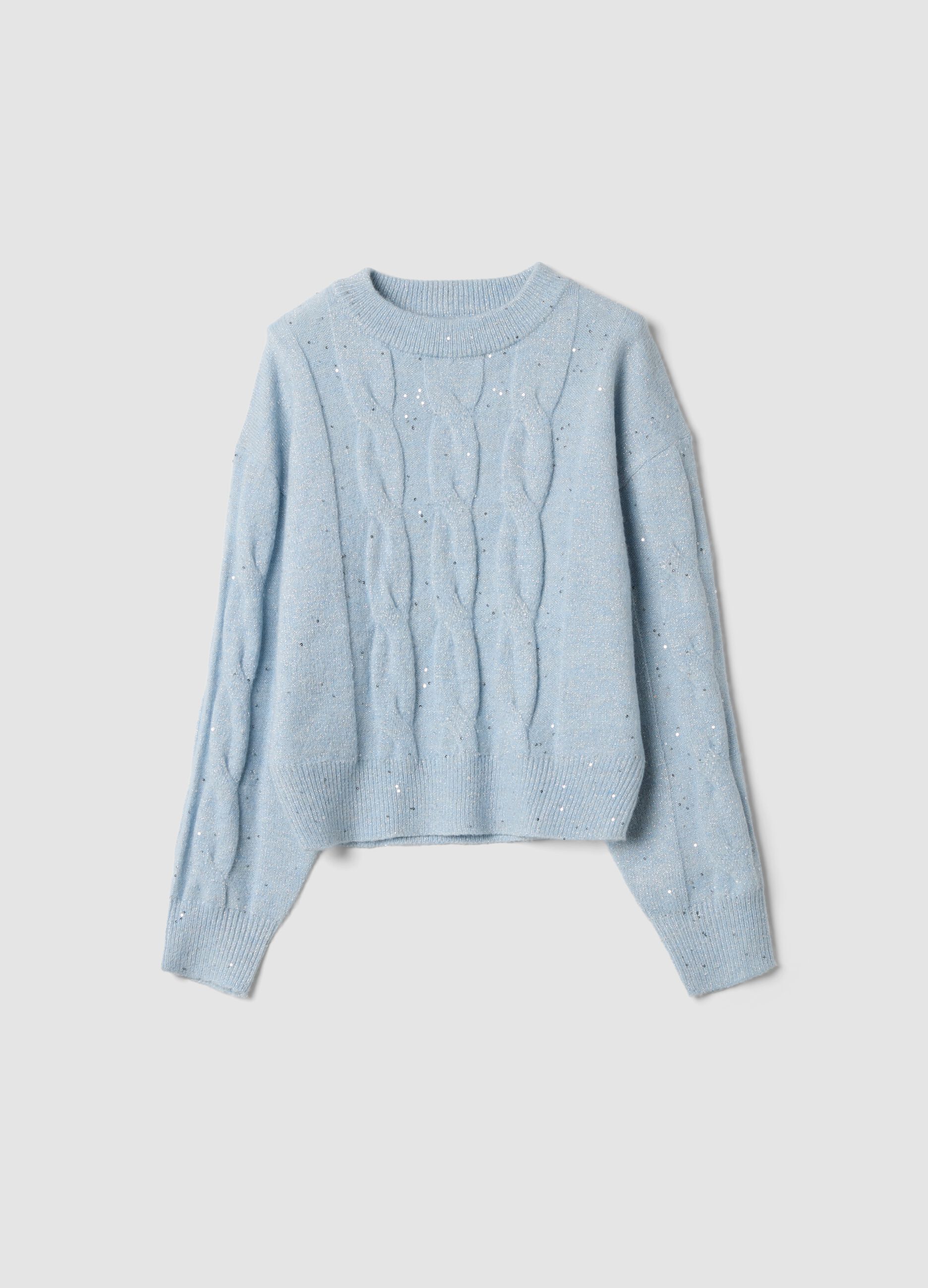 Blue stretch crew-neck top with a regular fit