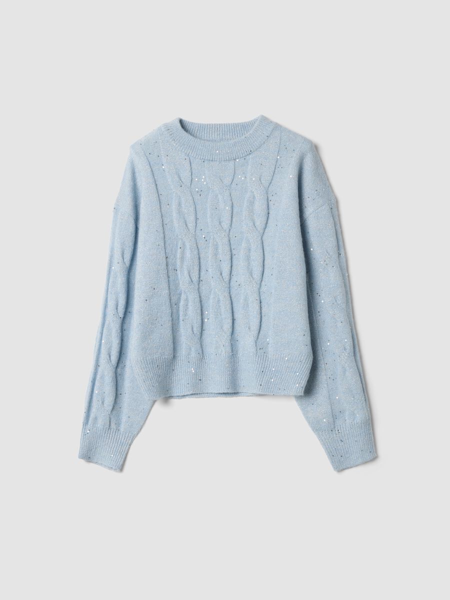 Blue stretch crew-neck top with a regular fit_0