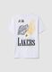 White pure cotton T-shirt with Lakers print_2
