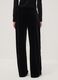 Pantaloni neri wide leg in tessuto velour elasticizzato_3
