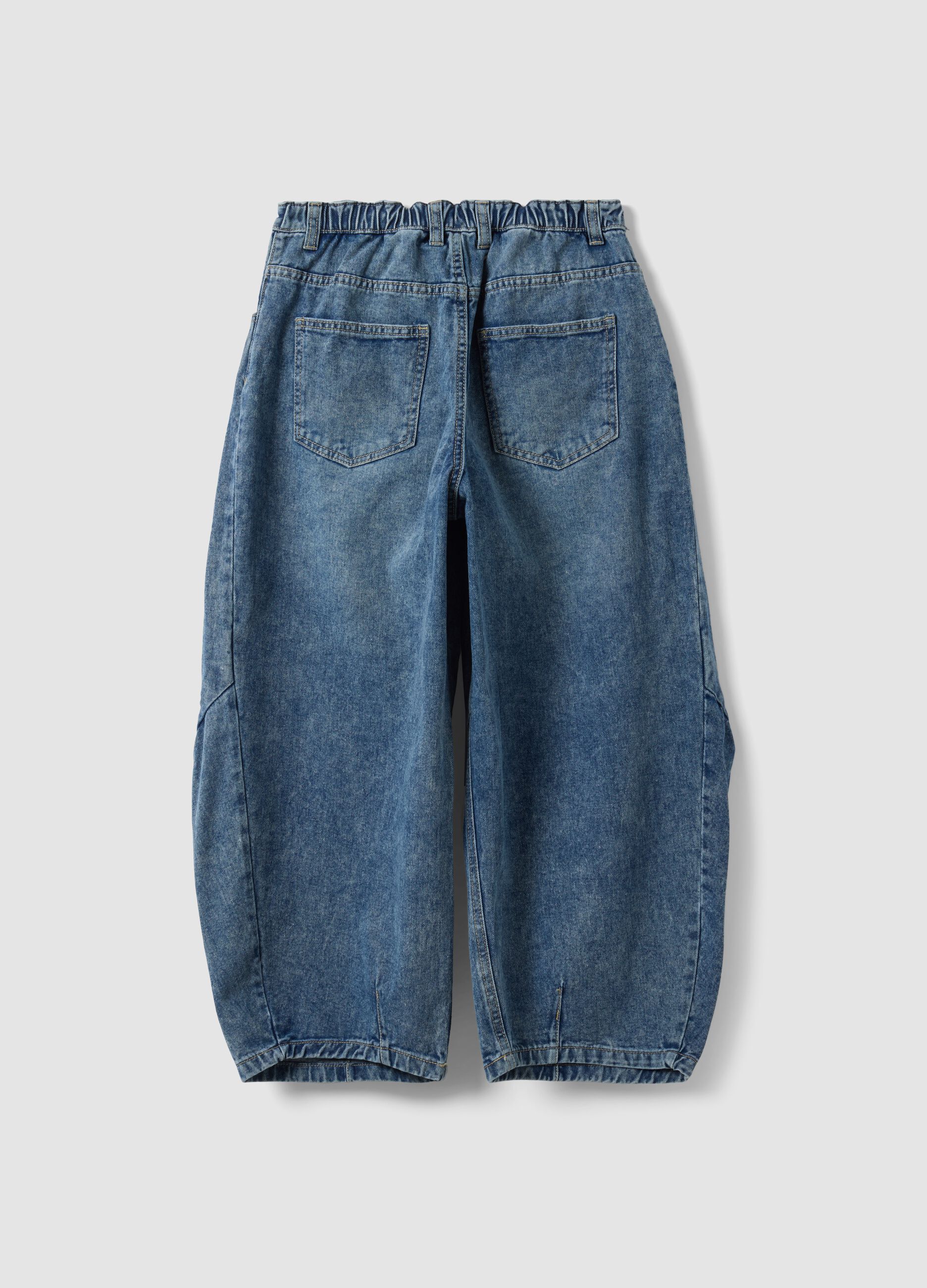 Pure cotton denim balloon-fit jeans for girls