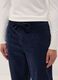 Pantaloni blu in cotone elasticizzato a coste con vita elasticizzata_2