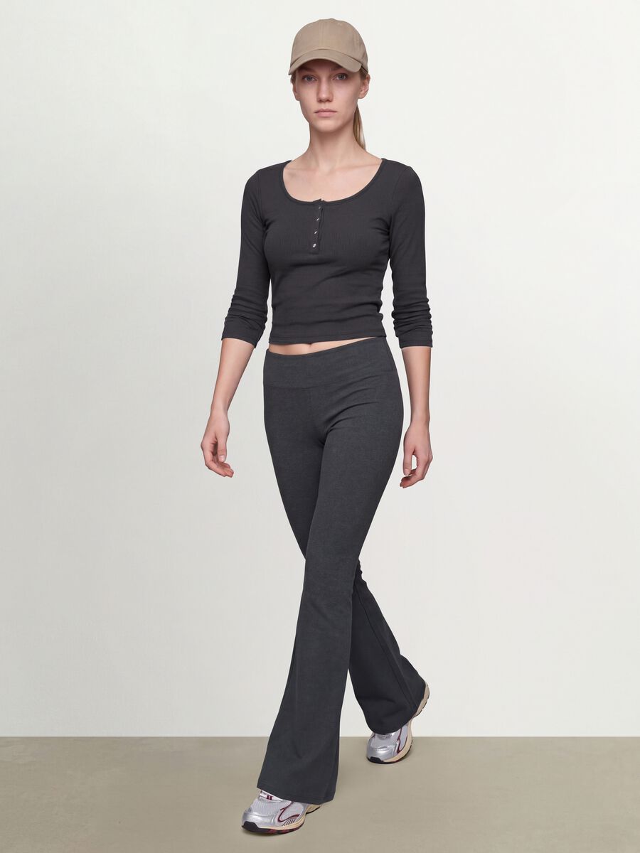 Black stretch viscose crew-neck T-shirt_1