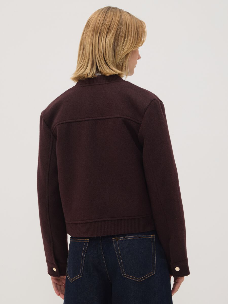 Burgundy purple regular-fit jacket with zip_3