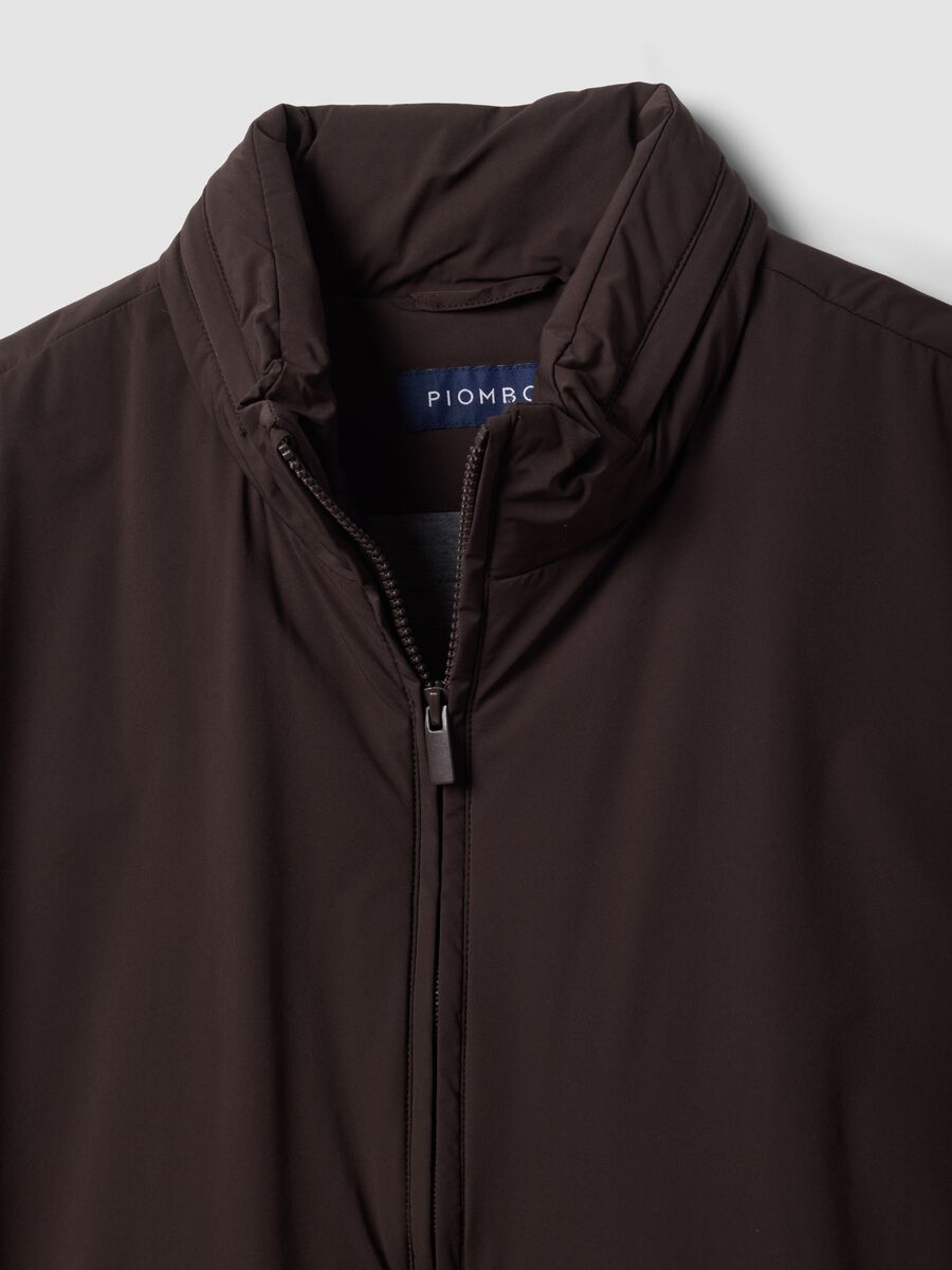 Brown stretch-fabric gilet with zip_6