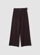 Brown stretch-viscose tailored trousers with belt_0