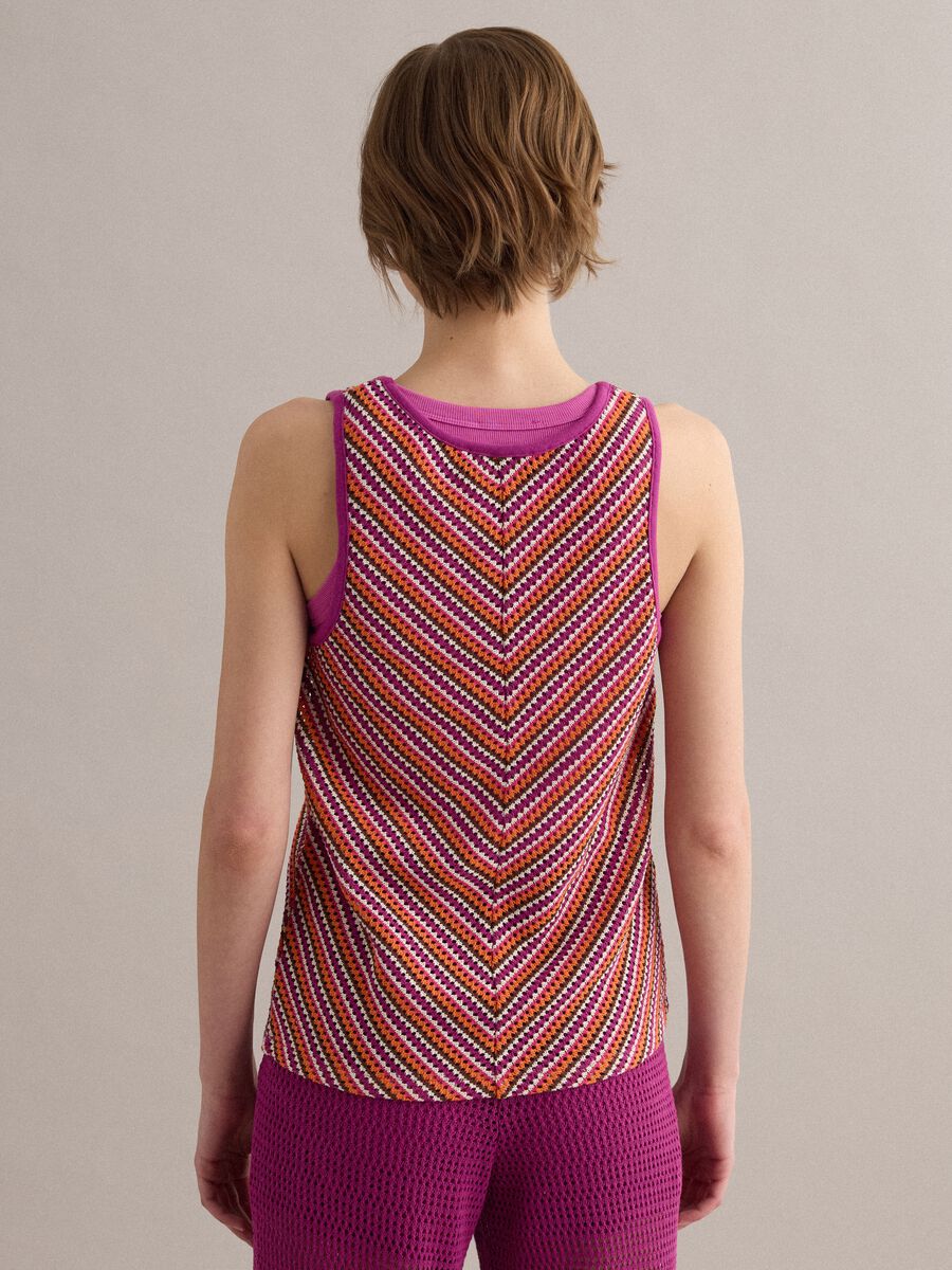 Multicolour crochet tank top in stretch fabric, regular fit_3