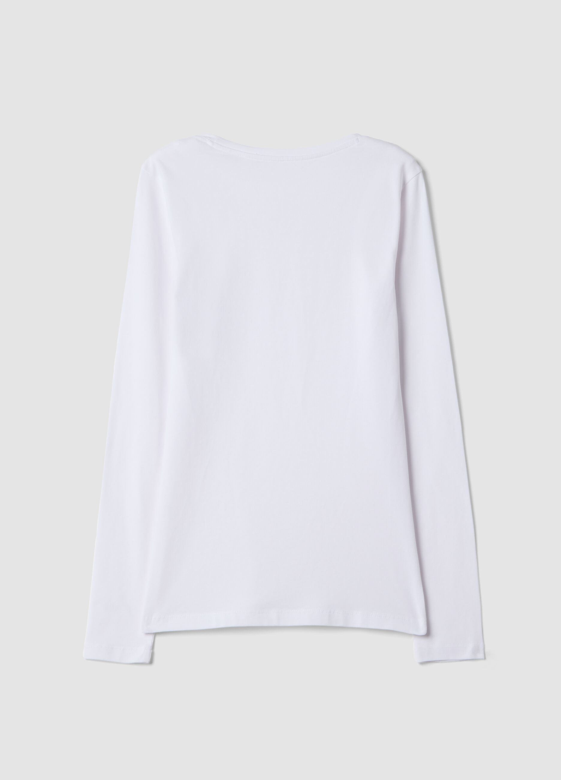 Maglia bianca in cotone organico elasticizzato girocollo