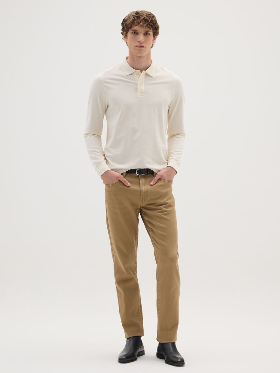 Beige pure cotton polo regular fit_1