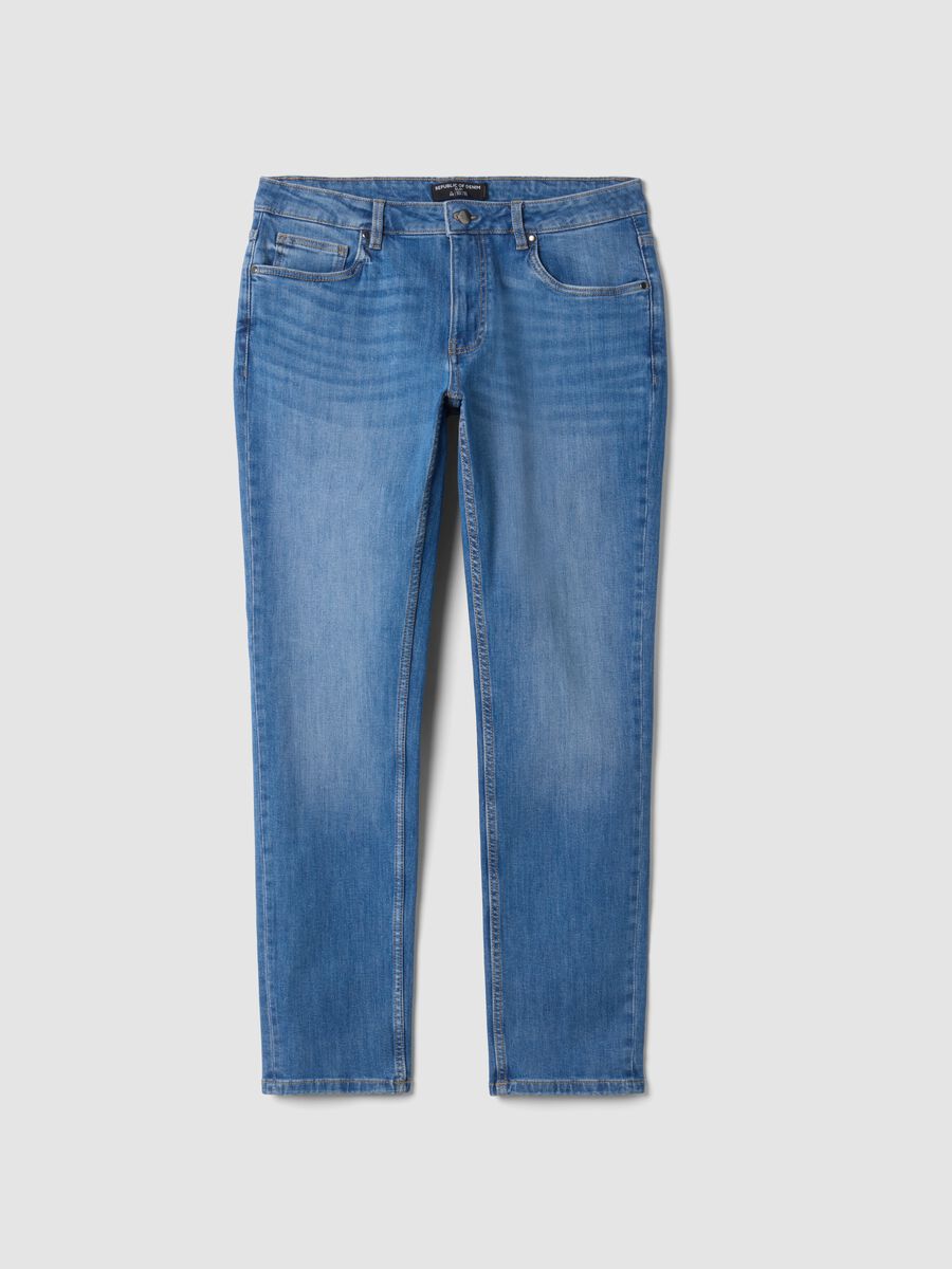 Light blue slim-fit stretch cotton jeans_0